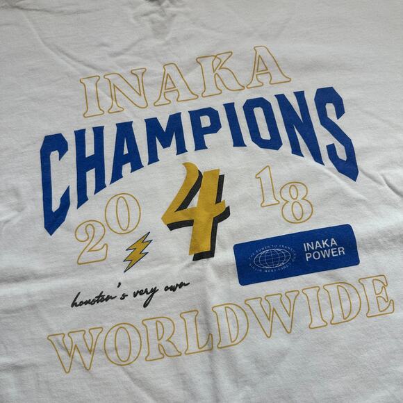 Inaka Power Champions Worldwide blue yellow lifting athletic gym t-shirt large - Picture 3 of 6